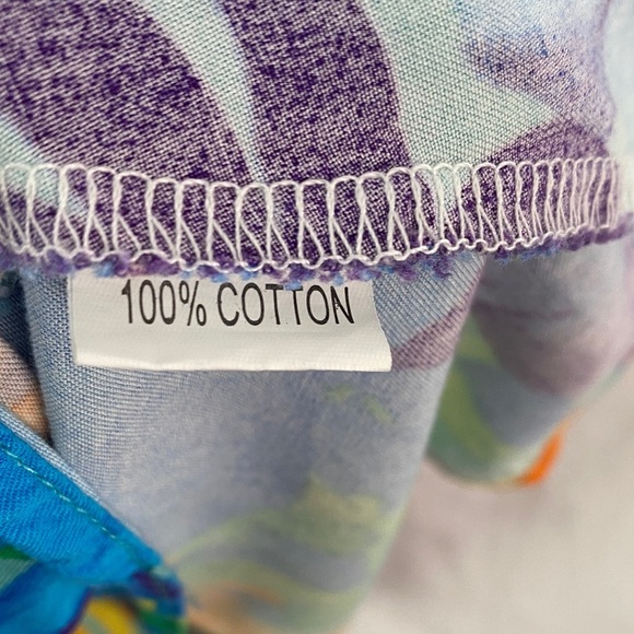 SunnyOcean Sleeveless Mini Dress Colourful Palm Leaf Pattern Size Large - Picture 6 of 10